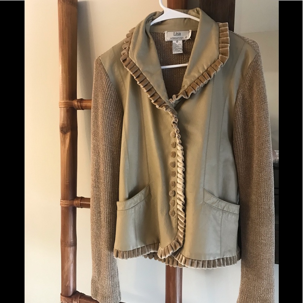 LISA INTERNATIONAL SUEDE BLEND VINTAGE MEDIUM SWEATER JACKET